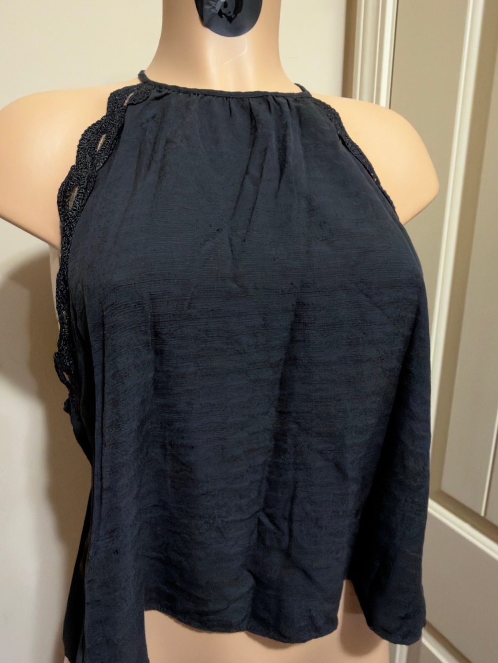 Kendall & Kylie Black Halter Camisole with Lace Trim